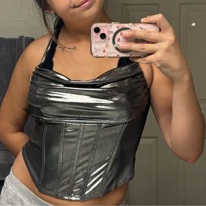 Black and silver corset top in great condition 
Only worn once!